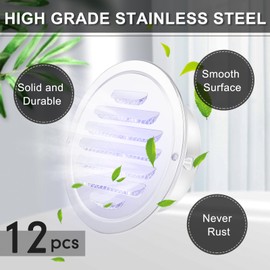 Zonon 12 Pcs Stainless Steel Soffit Vents 4 Inch Round Dryer Vent Cover with Mesh Screen for Home Outdoor Bathroom Wall Ceiling Outside Exterior Exhaust (White)