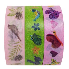 Wrapables Nature Buddies Japanese Washi Masking Tape (Set of 3), 10M L x 15mm W