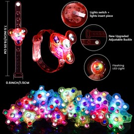 SCIONE 12 Pack LED Light Up Bracelets for Kids Glow Bracelets with Three Flashing Modes Party Bag Fillers for Kids Birthday Gifts Classroom Prizes