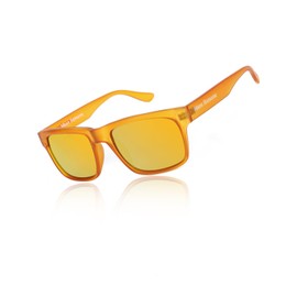 Mose Romano Polarized Sunglasses Men TR90 Non Bounce UV400 Protection Mens Sunglasses Running Driving Fishing, Orange Frames Gold Lens, X-Large