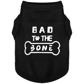 Discover Cozy Cotton Canine Wear: Soft, Lightweight, and Breathable Dog Shirt Vest with Eye-Catching Graphics(Bad to The Bone), Keeping Your Furry Friend Warm and Comfy! Black XS