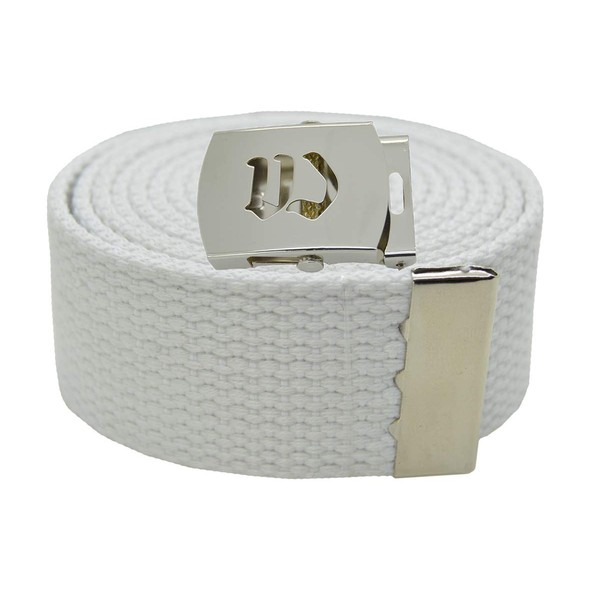 Old English Initial W Canvas Military Web White Belt &