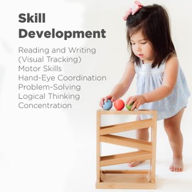 Montessori Small Ball Tracker Wooden Ball Drop - Wood Toys for 3 Year Old - Educational Toy for Baby and Toddler - Ramp Maze Run Track