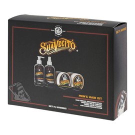 Suavecito Men's 5 PC Hair Kit - Original & Firme (Strong) Hold Medium Shine Pomade, Reworkable Hair Cream and Grooming Spray, Large Deluxe Comb