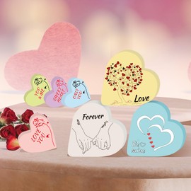 Valentine's Day Decorative Heart Table Decoration Sign, 7 Pcs Valentine's Day Wooden Layered Tray Decoration, Classic Valentine's Day Decorations, Valentine's Day Gifts for Home Table Decorations