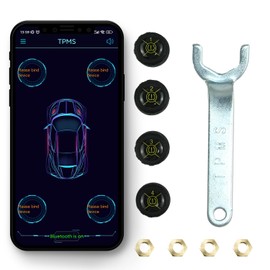 DoHome Tyre Pressure Monitoring TPMS with 4 Sensor, Wireless Real-time Temperature Pressure Smart Tire Safety Monitor for Truck RV Car