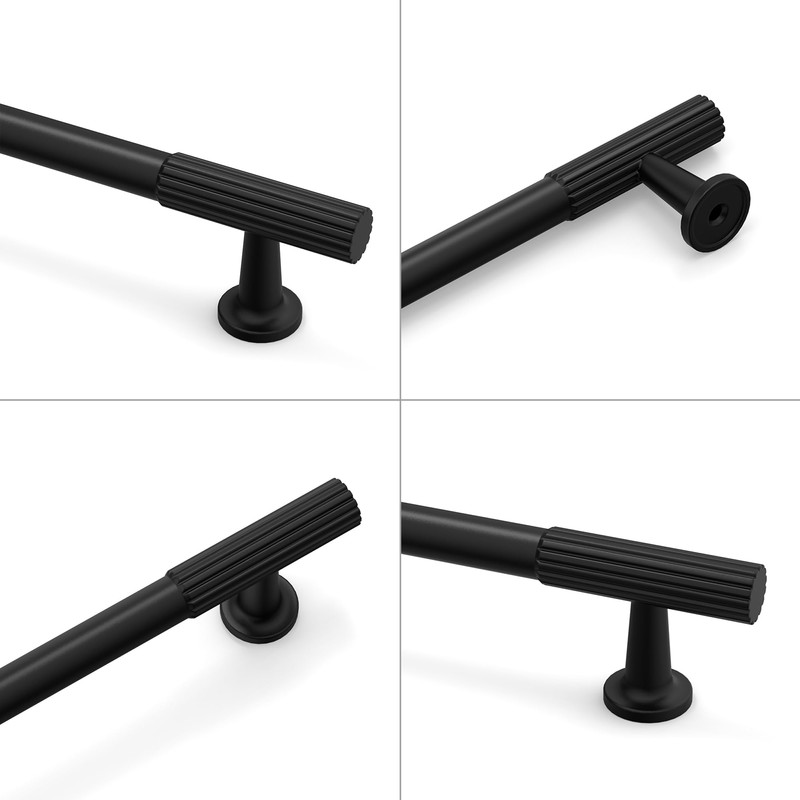 9BUILD 10 Pack 5 Inch Matte Black Cabinet Pulls Kitchen