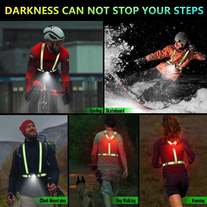 OMKHE Running Lights for Runners 500LM, Reflective Vest with LED
