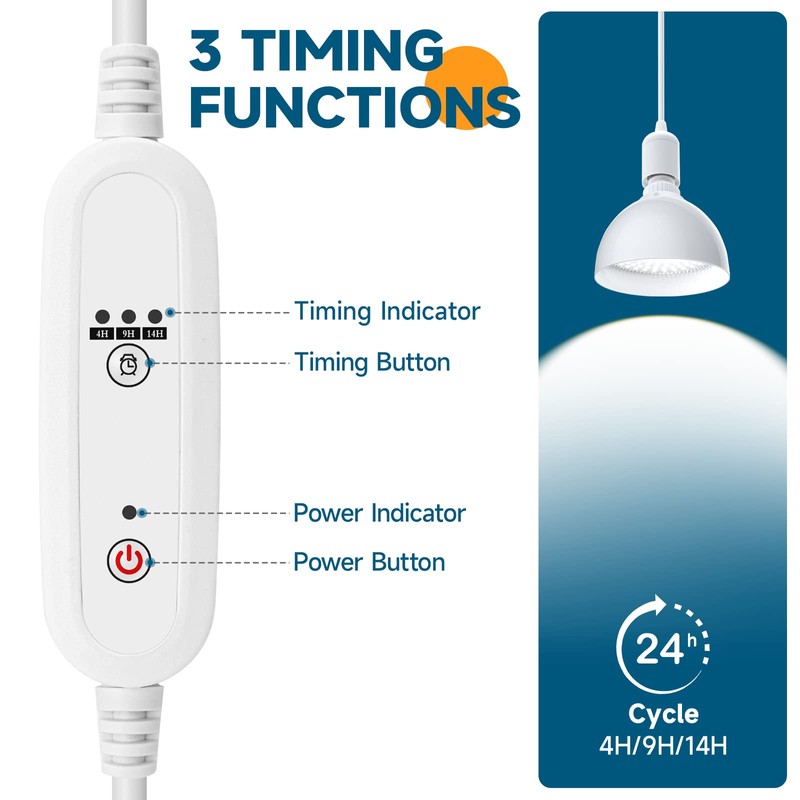 Barrina LED Grow Light Bulb with Timing and Hanging System,