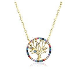 VICKWOOD Bracelet Tree of Life Necklace with Tree of Life Pendant Made of 925 Sterling Silver in Gold/Silver Gift for Women Birthday, Sterling Silver, Cubic Zirconia