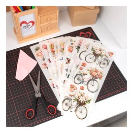 Ideen mit Herz Premium Transfers | Rub on Sticker | Scratch Sticker | 10 cm x 30 cm | 10 Sheets | Includes Cloth (Flowers & Wishes)