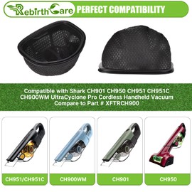 Dust Cup Filter Compatible with Shark UltraCyclone Pro & Pet Pro+ Cordless Handheld Vacuums CH951 CH951C CH950 CH901 CH900WM, Compare to Part # XFTRCH900 (Pack of 6)