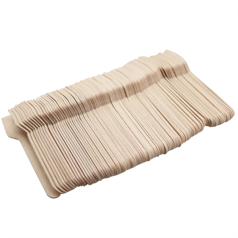 100PCS 3.75 inch Mini Wooden Square Scoop Spoon Square Head