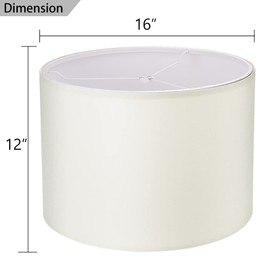 Wellmet 16"x16"x12" inches Lampshade Assembly Required for Table Lamp,Bedside Lamp,Floor Lamp,Fabric Drum Lampshade Classic Modern Style,Spider Fitter,Cream White