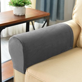 NEKOSUKI 1Pair Armrest Covers, Chair Arm Protectors Stretch Fabric Armrest Sofa with Twist Pin, Armchair Slipcover Protector Elastic Home Office Recliner Couch Loveseat Protective Cloth (Light Gray)