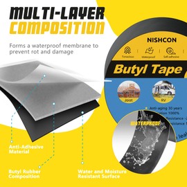 NISHCON Butyl Tape 2" x 50', Deck Joist Tape for Decking, Waterproof and Anti-Corrosion for Extend Deck Life, 10 Rolls