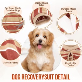 SlowTon Dog Recovery Suit - Surgery Recovery Suit for Female Male Dogs, Dog Onesie After Spay Abdominal Wounds, E-Collar Cone Alternative Prevent Licking Pet Surgical Snugly Suit(Brown,XXL)