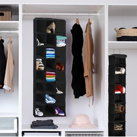 Simple Houseware Hanging Closet Organizers 24 Section Shoe Shelves, Black