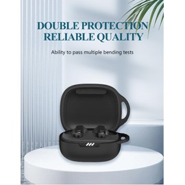 Case for JBL Live Pro 2 Wireless Noise Canceling Earbuds, Soft Silicone Protective Portable Scratch Shock Resistant Shell with Cleaner Kit & Carabiner & Lanyard，Black