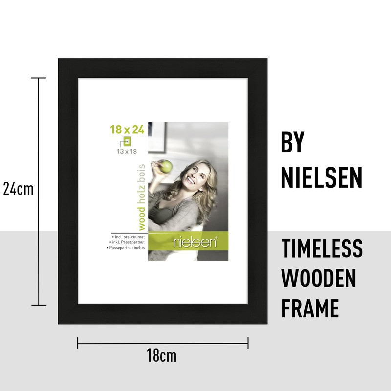 accent by nielsen Apollon Photo Frame Black 18x24cm Wooden Picture