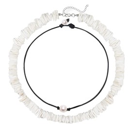 3 Pcs Shell Necklace for Women Seashell Necklace Puka Shell Necklace Men Colorful Beaded Beach Necklace for Teen Girls Summer Outfits for Women (Style D)