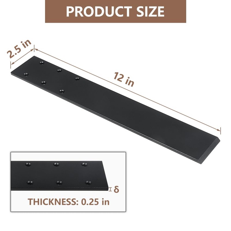LCGP Countertop Support Brackets,3 Piece 12" Solid Heavy Duty Steel