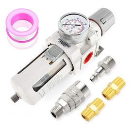 MEANLIN Air Compressor Moisture Filter, AW4000-06 Air Line Filter, 3/4" NPT Inlet with 150 PSI Gauge and Valve Shut Off Switch for Air Tools and Spray Paint Gun