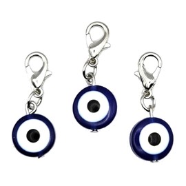 SAE99 Evil Eye Resin Charm Pendants, Blue White Alloy Clip-On Charms for Bracelet Necklace Keychain DIY Jewelry Making (3 Pcs)