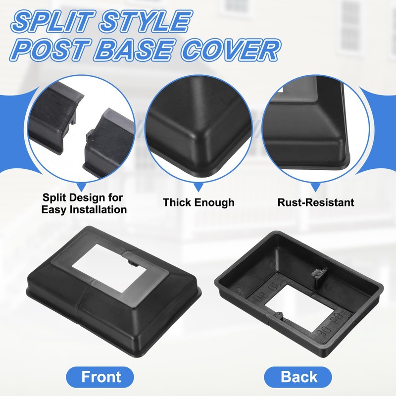 uxcell 4Pcs Post Base Cover, 4.25"x3" (Internal Size 1.25"x2") PVC
