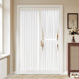 Vatge 50% Sunlight Blocking French Door Curtain, 36 x 72 Inch Door Curtains for Door Window Coverings, 1 Panel, W36 x L72, Pure White