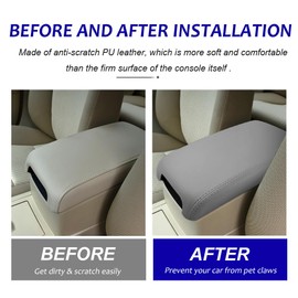 DEYTOP - Funda para reposabrazos de consola para Toyota Camry 2012-2017, accesorios para consola central de coche para 2012 2013 2014-2017 Camry almohadilla de piel antiarañazos (gris)