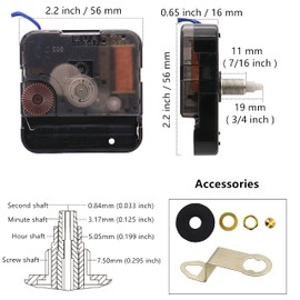 Youngtown 12888 Trigger Quartz Clock Movement with Music Chime Box 5/16 Inch Maximum Dial Thickness, 25/32 Inch Total Shaft Length