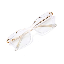 FEISEDY Crystal Cat Eye Reading Glasses Blue Light Blocking Reader Anti Eyestrain Glasses B2596 Clear 3.00x