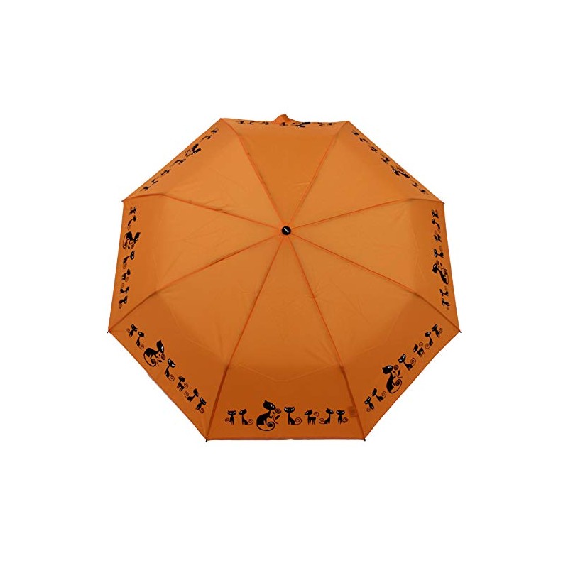 Doppler Mini Pocket Umbrella Open-Close Automatic Cats, orange