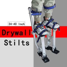 findmall 24-40 Inch Drywall Stilts Grade Adjustable Auminum Tool Stilt for Painting or Cleaning - Silver