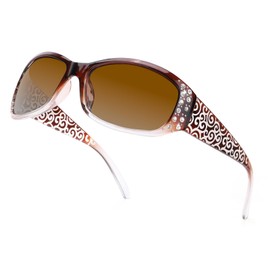 SIPHEW Women's Polarised Fashionable Sunglasses with UV400 Protection Wrap Around for Women, A1 - Brown/Brown