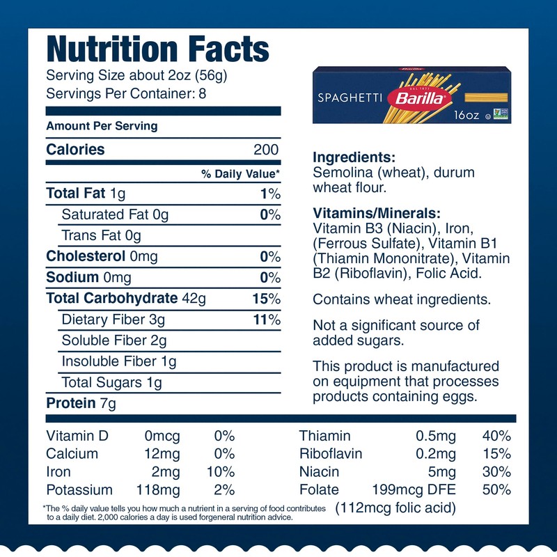 Barilla Spaghetti Pasta, 32 oz. Box - Non-GMO, Made with
