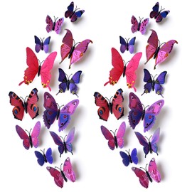 Amaonm® 24pcs 3d Vivid Special Man-made Lively Butterfly Art DIY Decor Wall Stickers Decals Nursery Decoration, Bathroom Décor, Office Décor, 3d Wall Art, 3d Crafts for Wall Art Kids Room Bedroom