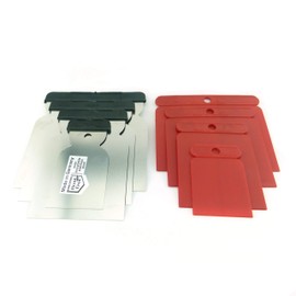 8-Piece Japanese Spatula Set = 4 x Stainless Steel Blades Rust-Proof Acid Resistant + 4 Plastic Sheets Flexible Surface Spatula 50-80-100-120 mm Width