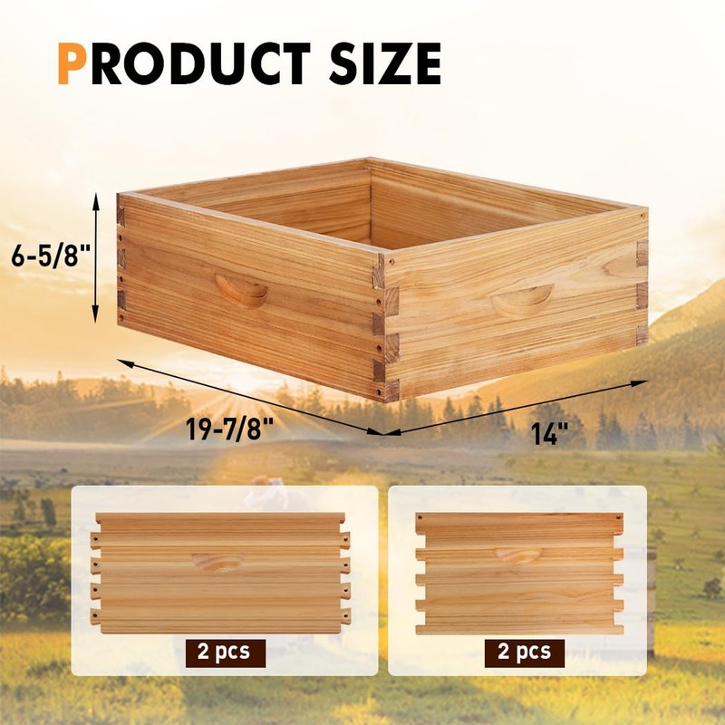 beeknows 8 Frame Super Beehive Board Unassembled Bee Box Wax