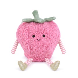 MON AMI Strawberry Plushie Toy 8"/20 cm | Soft Stuffed Fruit Toy with Striped Arms & Legs | Cute Strawberry Plush for Snuggles, Playtime & All Ages