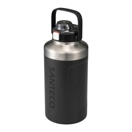 CBJAPAN SANTECO Water Bottle, Vacuum Insulated Sports Bottle, Large Capacity, 0.6 gal (1.9 L), Black, Comes with Handle for Easy Carry, Straw/Direct, 2-Way Type, BEGA Sports Bottle 1.9