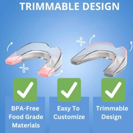 Lumeeno Anti Grinding Night Mouth Guard 2 Sizes 8 Pcs Bonus 2 Travel Cases Trimmable