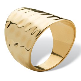 PalmBeach Jewelry Yellow Gold-Plated or Platinum-Plated Hammered Style Cigar Band Ring (5mm) Size 8