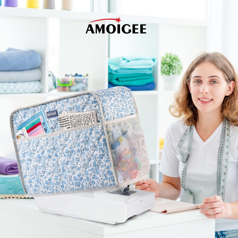 AMOIGEE Sewing Machine Cover for Brother, Singer, Janome – Quilted
