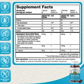 RidgeCrest Herbals SereniZen Gummies with Ashwagandha, GABA, L-Theanine, Chamomile & Lemon Balm, Supports Relaxation & Calm, Stress Management, Sleep. Daily Health Supplement, 60 Ct, 1-2 Month Supply
