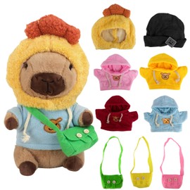 KBIBCK Capybara Plush with 9PCS Clothes&Accessories, 25cm Capybara Stuffed Animal, Cute Capybaras Teddy, CapybaraPlush Soft Toy,Dress Up Capybaras Stuffed Animal Plush Toys Gifts for Kids Boy Girl(E)