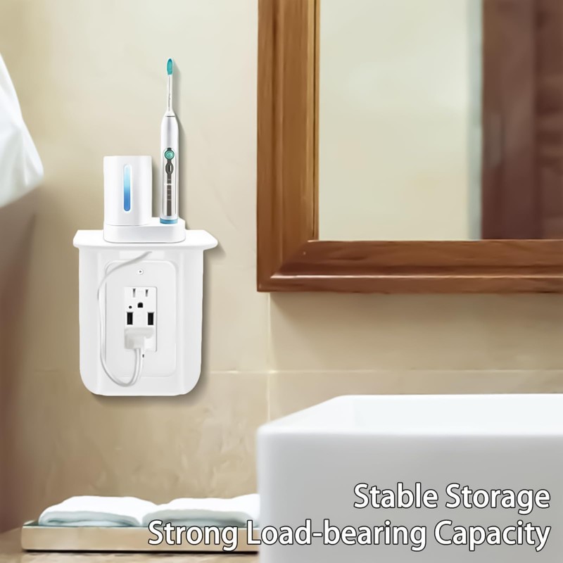 WILAOIYOOU Outlet Shelf, Bathroom Wall Holder with Built-in Cable Management,