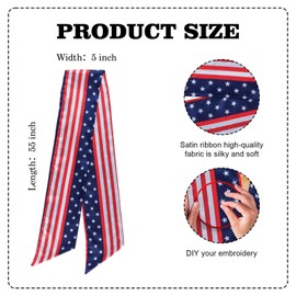 NUVCELKA Patriotic Wreath Sash for Front Door, 1 Pack 5" W x 55" Satin Ribbon Double-Sided Stars Stripes, 4th of July Memorial Day Wreath Decor