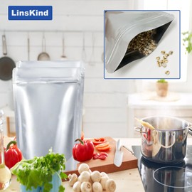 LinsKind 30Pcs Mylar Bags for Food Storage, 10"x14" 1 Gallon Mylar Bags with Oxygen Absorbers (30x500cc), Resealable Mylar Bag for Long-term Food Storage with Labers, Smell Proof Bag for Rice Grain